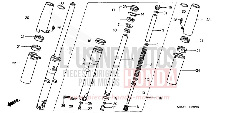 GABEL, VORNE von Shadow Aero REARL SEDONA RED (R223B) von 2001